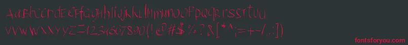 フォントPwbrushscript – 黒い背景に赤い文字