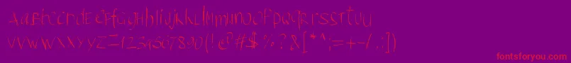 Pwbrushscript-fontti – punaiset fontit violetilla taustalla