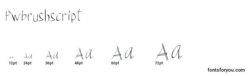 Размеры шрифта Pwbrushscript