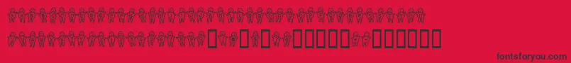 Voodoodolls-Schriftart – Schwarze Schriften auf rotem Hintergrund