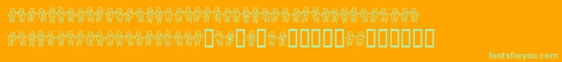 Voodoodolls-Schriftart – Grüne Schriften auf orangefarbenem Hintergrund