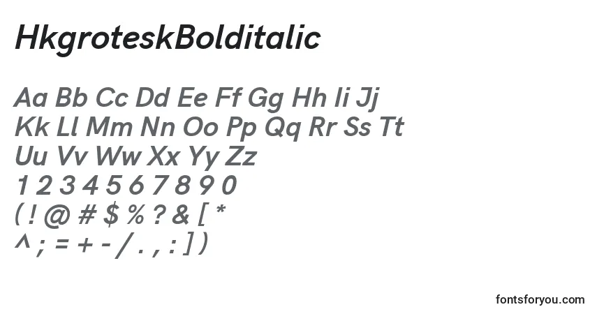 A fonte HkgroteskBolditalic – alfabeto, números, caracteres especiais