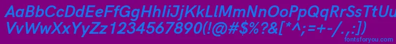 フォントHkgroteskBolditalic – 紫色の背景に青い文字