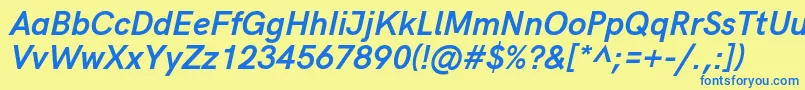 HkgroteskBolditalic Font – Blue Fonts on Yellow Background