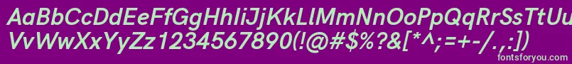 フォントHkgroteskBolditalic – 紫の背景に緑のフォント