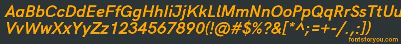 フォントHkgroteskBolditalic – 黒い背景にオレンジの文字