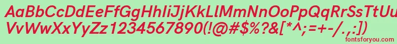 Fonte HkgroteskBolditalic – fontes vermelhas em um fundo verde