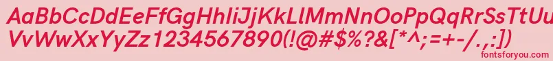 フォントHkgroteskBolditalic – ピンクの背景に赤い文字