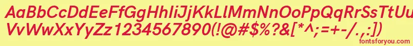 フォントHkgroteskBolditalic – 赤い文字の黄色い背景