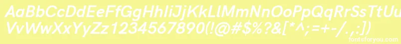 HkgroteskBolditalic-fontti – valkoiset fontit keltaisella taustalla