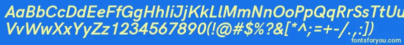 Шрифт HkgroteskBolditalic – жёлтые шрифты на синем фоне