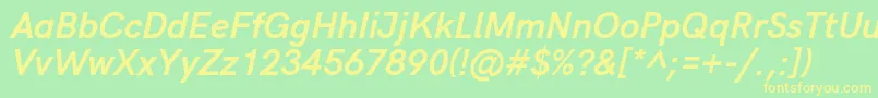 HkgroteskBolditalic-Schriftart – Gelbe Schriften auf grünem Hintergrund