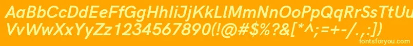 フォントHkgroteskBolditalic – オレンジの背景に黄色の文字