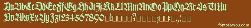 フォントKillig – 緑色の文字が茶色の背景にあります。