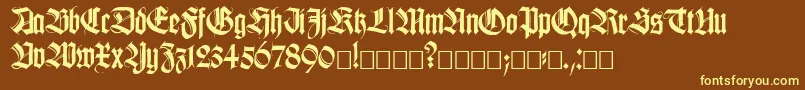 Killig-fontti – keltaiset fontit ruskealla taustalla