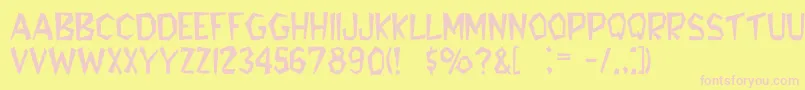 ShickerLight-fontti – vaaleanpunaiset fontit keltaisella taustalla