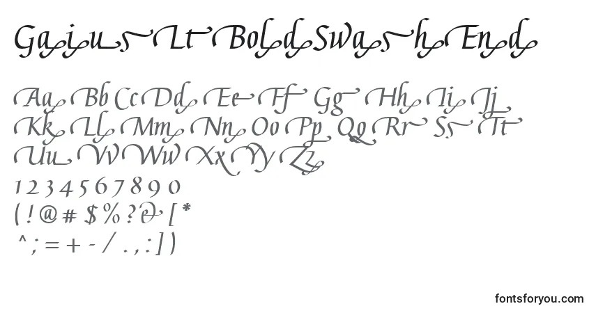 Czcionka GaiusLtBoldSwashEnd – alfabet, cyfry, specjalne znaki