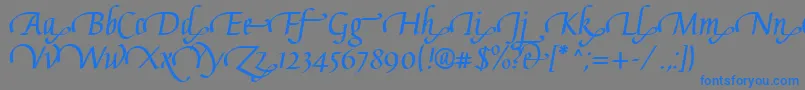 GaiusLtBoldSwashEnd-Schriftart – Blaue Schriften auf grauem Hintergrund