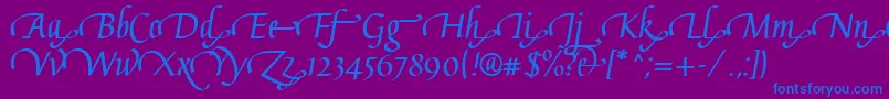 GaiusLtBoldSwashEnd-Schriftart – Blaue Schriften auf violettem Hintergrund