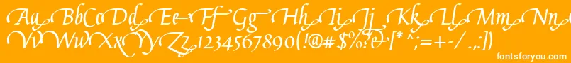 GaiusLtBoldSwashEnd-Schriftart – Weiße Schriften auf orangefarbenem Hintergrund