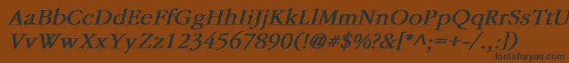 GaramondBoldItalic-Schriftart – Schwarze Schriften auf braunem Hintergrund
