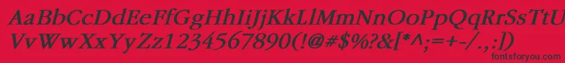 フォントGaramondBoldItalic – 赤い背景に黒い文字