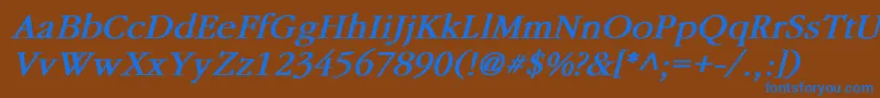 GaramondBoldItalic-Schriftart – Blaue Schriften auf braunem Hintergrund