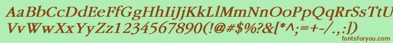 GaramondBoldItalic Font – Brown Fonts on Green Background