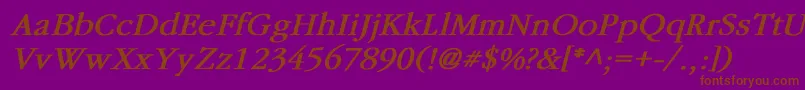 GaramondBoldItalic-Schriftart – Braune Schriften auf violettem Hintergrund