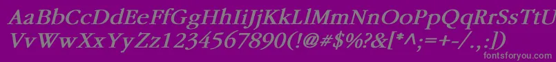 GaramondBoldItalic-Schriftart – Graue Schriften auf violettem Hintergrund