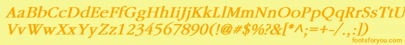 フォントGaramondBoldItalic – オレンジの文字が黄色の背景にあります。