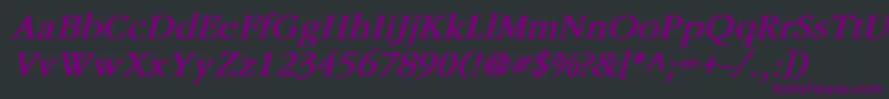 Weitere Informationen zur GaramondBoldItalic-Schriftart GaramondBoldItalic-Schriftart – Violette Schriften auf schwarzem Hintergrund