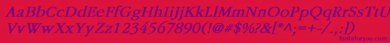 GaramondBoldItalic-Schriftart – Violette Schriften auf rotem Hintergrund