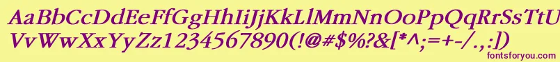 GaramondBoldItalic Font – Purple Fonts on Yellow Background