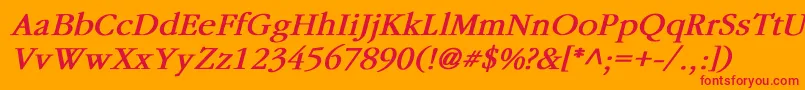 GaramondBoldItalic Font – Red Fonts on Orange Background