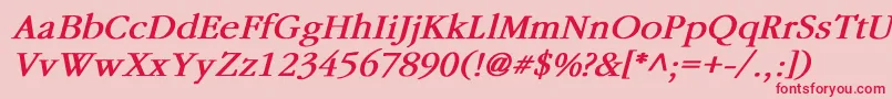 フォントGaramondBoldItalic – ピンクの背景に赤い文字