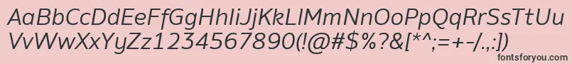 フォントAminoItalic – ピンクの背景に黒い文字
