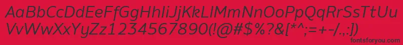 フォントAminoItalic – 赤い背景に黒い文字