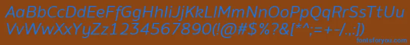 フォントAminoItalic – 茶色の背景に青い文字