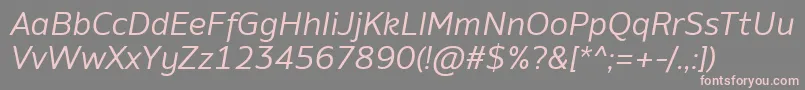フォントAminoItalic – 灰色の背景にピンクのフォント