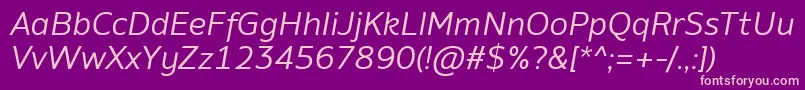 AminoItalic-fontti – vaaleanpunaiset fontit violetilla taustalla