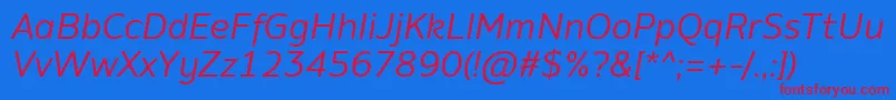 AminoItalic-Schriftart – Rote Schriften auf blauem Hintergrund