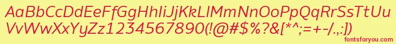 フォントAminoItalic – 赤い文字の黄色い背景