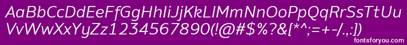 AminoItalic-Schriftart – Weiße Schriften auf violettem Hintergrund