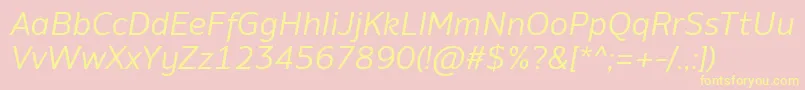 AminoItalic-fontti – keltaiset fontit vaaleanpunaisella taustalla