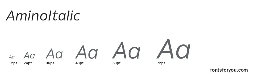 Размеры шрифта AminoItalic