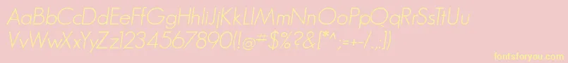 GeosanslightOblique-Schriftart – Gelbe Schriften auf rosa Hintergrund