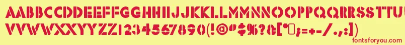 フォントRafikaRegular – 赤い文字の黄色い背景