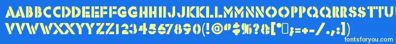 Fonte RafikaRegular – fontes amarelas em um fundo azul
