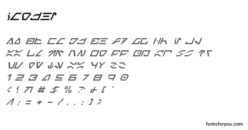 Шрифт Icodei – алфавит, цифры, специальные символы